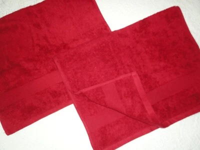 WALMART MAINSTAYS AUTUMN RED SOLD (2PC) HAND TOWELS  100% COTTON 16 X 26 - Image 1 of 3