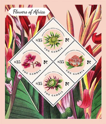 Gambia 2013 - Flowers of Africa - Sheet of 4 stamps - Scott #3512 - MNH Cover