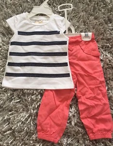 Savannah Baby Girls Summer Outfit. Pink Blouson Pants White Shirt. 12 Months - Picture 1 of 4