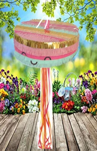 Cake Torta kids Pinata Piñata Birthday Party Fiesta Pull String Hit Pinata Stick - Picture 1 of 7