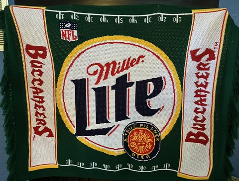 Miller Lite - 3 Strikes Thick Knit Blanket 52”x46” Tampa Bay Buccaneers Man Cave Cover