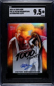 2024 Topps Now On Card Auto Victor Wembanyama RC 33/99 SGC 9.5 - Picture 1 of 2