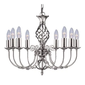 Searchlight Zanzibar 8 Light Chandelier E14 Ceiling Light Satin Silver 4489-8 - Picture 1 of 1