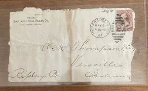 VINTAGE 1887 US Advertising Cover Used Versailles Indiana Ripley County - Picture 1 of 2