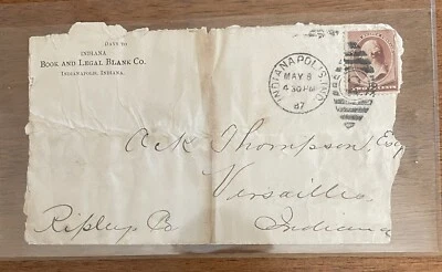 VINTAGE 1887 US Advertising Cover Used Versailles Indiana Ripley County - Image 1 of 2