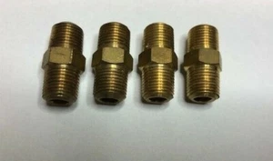 U.S. Massive Messing Rohrverschraubung, 1/4" x 1/4" NPT Außengewinde, Sechskantnippel (4 Stück) - Bild 1 von 1