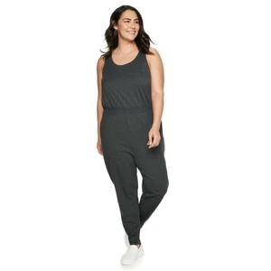 Dark Gray Jumpsuit 1X Mothers Day Pockets Comfort Smocked Sleeveless Sonoma New - Picture 1 of 1