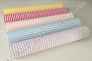 SPECIAL OFFER PACK OF 5 SUMMER PINSTRIPE CANVAS PRINTED FABRIC SHEET HAIR BOWS - Picture 1 of 1