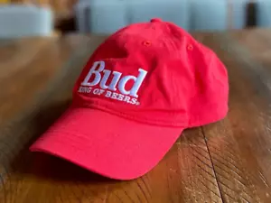 VTG Red Budweiser Embroidered Bud "King of Beers" Snapback Baseball Cap Dad Hat - Picture 1 of 4
