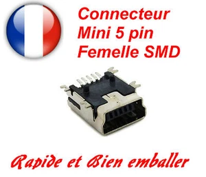 Connecteur Mini USB 5 pin Femelle SMD. DIY, Arduino, Pi.. - Picture 1 of 1