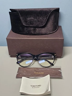 Tom Ford Women's Eyeglasses- Shiny Black Acetate -Cat Eye Full Rim- FT5827-B 001 - Image 1 of 4