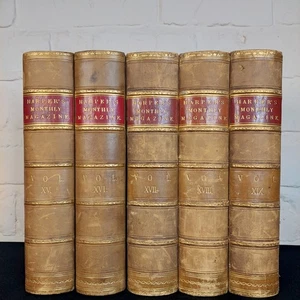 Harper's Monthly Magazine Dec 1887 - May 1890 - 5 Beautifully bound volumes - Picture 1 of 17
