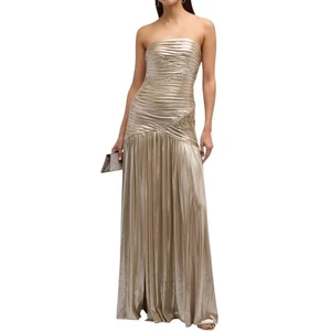 Retrofête Josie Strapless Lamé Slit Evening Gown Sz XL Engagement Party Wedding - Picture 1 of 17
