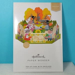 Hallmark Signature Paper Wonder Thanksgiving pop-up card animal pilgrims - Picture 1 of 2
