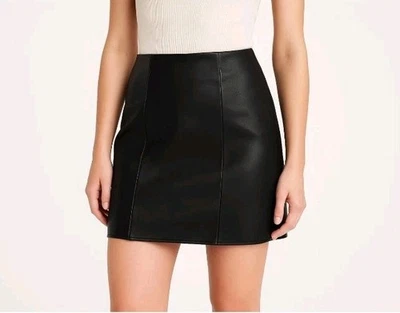 Abercrombie & Fitch Black Vegan Leather Faux Leather Mini Skirt Size Medium  - Image 1 of 4