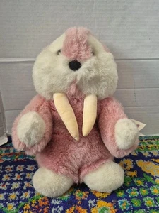 Vintage GUND 1986 Mooky Pink Walrus Stuffed Animal Plush 10" Bean Bag Rare - Picture 1 of 7