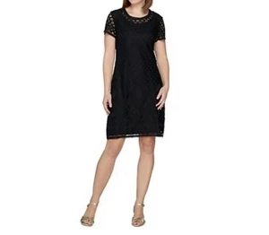Isaac Mizrah Women’s Black Lace Overlay Pullover Dress New with Tag Retail $98 - Picture 1 of 6
