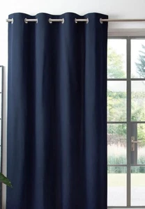 Next Cotton Blackout Thermal Eyelet Curtain Navy Blue W168 Drop 183cm - Picture 1 of 7
