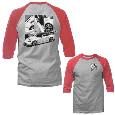 Coche deportivo Street Legend importado afinado personalizado JDM manga 3/4 raglán Foto 1 de 2