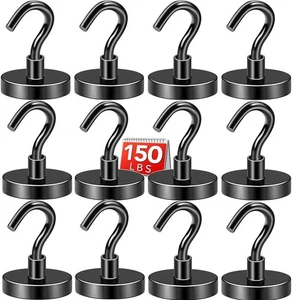 Schwarze Magnethaken, 150 Pfund Schwerlast starke Magnete mit Haken Seltene Erden... - Bild 1 von 6