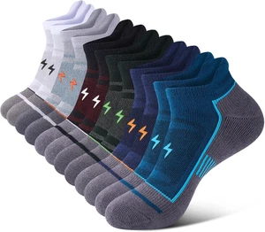 Mens Ankle Running Socks, Athletic Cushioned Low Cut Moisture Wicking Cotton Sho - Picture 1 of 9
