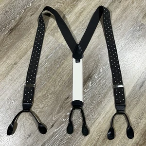 Jos A Bank Joseph Mens Braces Suspenders Black Squares Woven Leather Adjustable - Picture 1 of 16
