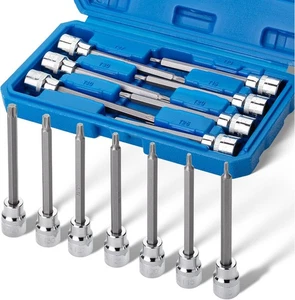 Bates- Extra Long Torx Bit Socket Set, 7 Pieces, 3/8" Drive T10-40, 4-3/8" Long - Foto 1 di 4