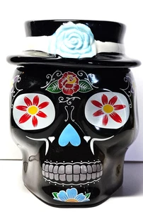 Day Of The Dead Dia De Los Muertos Sugar Skull Candy - Cookie Jar Black - Picture 1 of 6