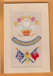 Postal de seda bordada de regimiento de la Primera Guerra Mundial - Rifles del Servicio Civil. - Imagen 1 de 1