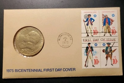 1975 Bicentennial First Day Cover Stamps & Medal - Paul Revere Lexington Concord - Image 1 of 2