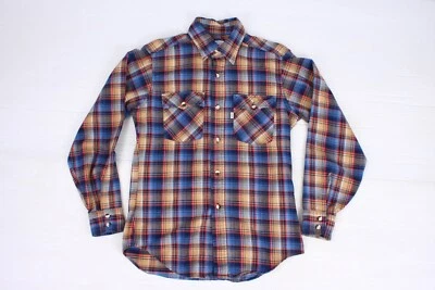 Винтажная фланелевая клетчатая рубашка Levi Strauss & Co Western с белой вкладкой размер Small - Изображение 1 из 4