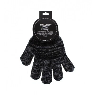 EQUATE Eqauate Charcoal Infused Exfoliating Gloves Bath Shower Premium Quality 1-6 New