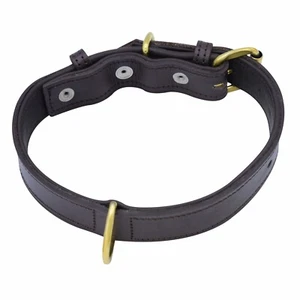 Dog Collar Brown Original Leather Heavy Duty Alloy Hardware For Medium Large Dog - Picture 1 of 6