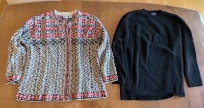 Women's Sweaters, Large, Lot Of 2, Hasting&Smith, Limited, Black, Red/Black - Image 1 of 4