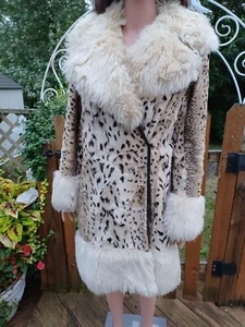 True Vintage 1960s 1970s MOD Penny Lane Mid-Century Leopard Faux Fur Coat M/L/XL MCM - Bild 1 von 23