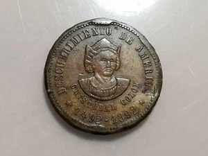 ALFONSO XIII MEDALLA 1892 IV CENTENARIO DESCUBRIMIENTO AMERICA COLON 27 mm - Picture 1 of 2