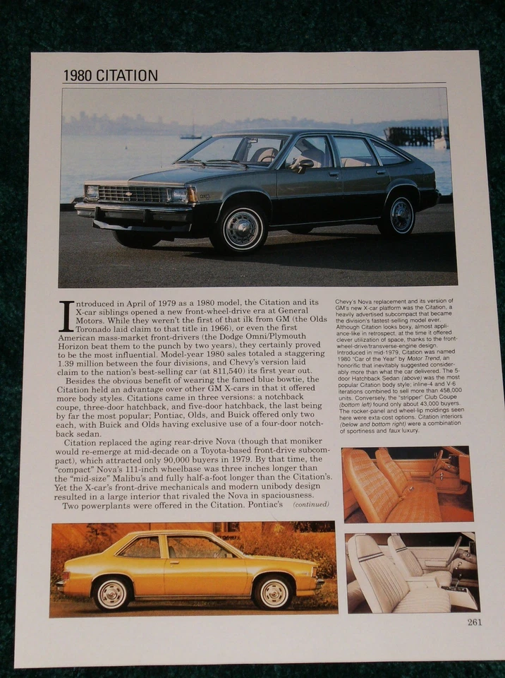 Chevy 1980 hoja de especificaciones de citas foto 80 X-11 X11 cupé sedán Foto 1 de 1