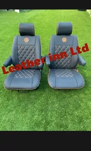 Vw Transporter T4 Seat Covers 2 Captain Seats With 4 Armrest With Vw logo - Picture 1 of 3