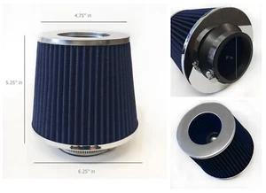 3" Inch 76mm BLUE Air Filter For Miata Eclipse Corolla WRX 350Z G35 G20 Sentra - Bild 1 von 1