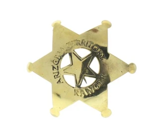 Geprägter Stern Arizona Territory Ranger glänzend Messing Abzeichen Pin - Bild 1 von 2