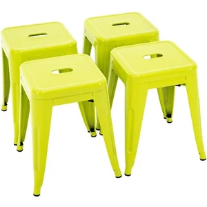 Set of 4 Kitchen Short Stools Stackable18 Inch Height Backless Metal Stools - Picture 1 of 8