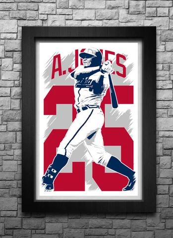ANDRUW JONES art print/poster ATLANTA BRAVES FREE S&H! JERSEY Cover