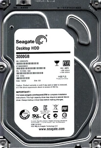 ST3000DM003 P/N: 1F216N-568 F/W: CC54 S/N: S300 SU 3TB FEB 2014 CHINA SEAGATE - Picture 1 of 2