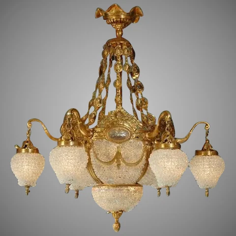 French Louis XVI Style Chandelier in Bronze and Crystal-Made to Order Cover