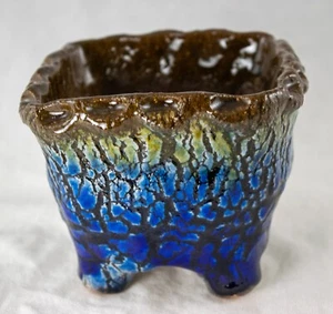 Square Handmade Bonsai, Cactus & Succulent, Accent Plant Pot 4"x 4"x 3.5" + Mesh - Picture 1 of 5