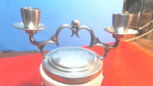 Vintage-NORWAY--B & M- Double Pewter Candlestick Holder - Art Deco-No.- 366-2 - Picture 1 of 7
