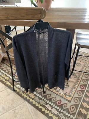 NWT Eileen Fisher Slate Organic Linen High Collar Cardigan Size XS MSRP $248 - Image 1 of 4