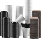 110 Sets Of 12 oz Disposable Cups For Hot Coffee With Travel Lids Sleeves Straws