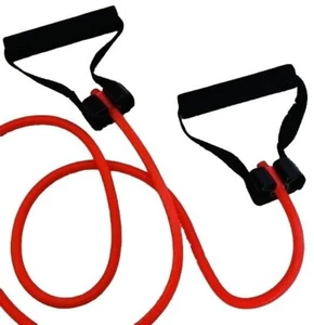 Fitness Exercise Resistance Band Stretch Handle Rope Workout Home Therapy Red - Picture 1 of 10
