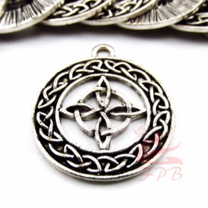 Celtic Knot Charms - 5/10/20 Antiqued Silver Plated 29mm Pendants SC7388 - Picture 1 of 2